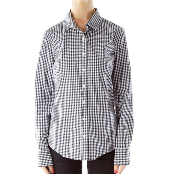 J. Crew Tops - J.Crew Black White Gingham Shirt